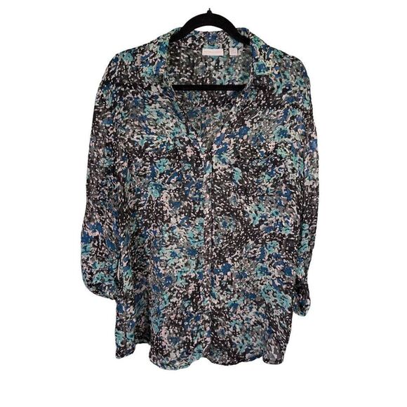 NY&Co NWT Turquoise & Black Long Sleeve Women's XL - Picture 1 of 6